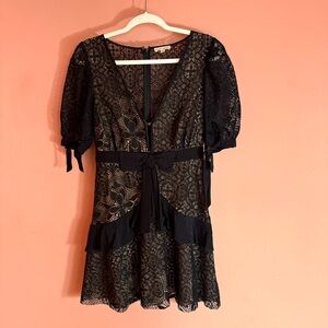 For Love and Lemons, size medium, Bo-Peep Lacey black mini dress.